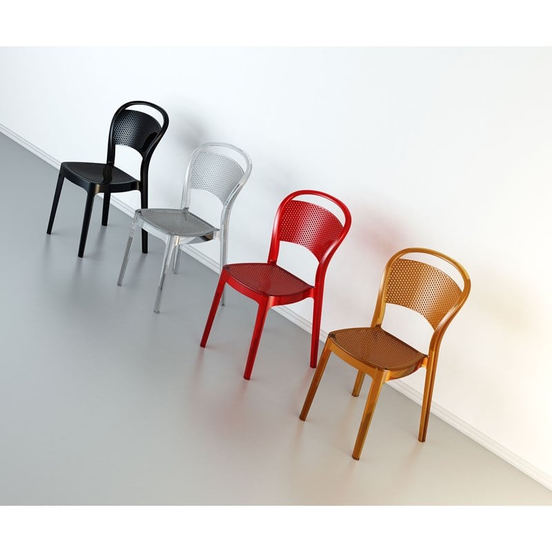 Compamia Bee Polycarbonate Patio Dining Chair in Transparent Amber