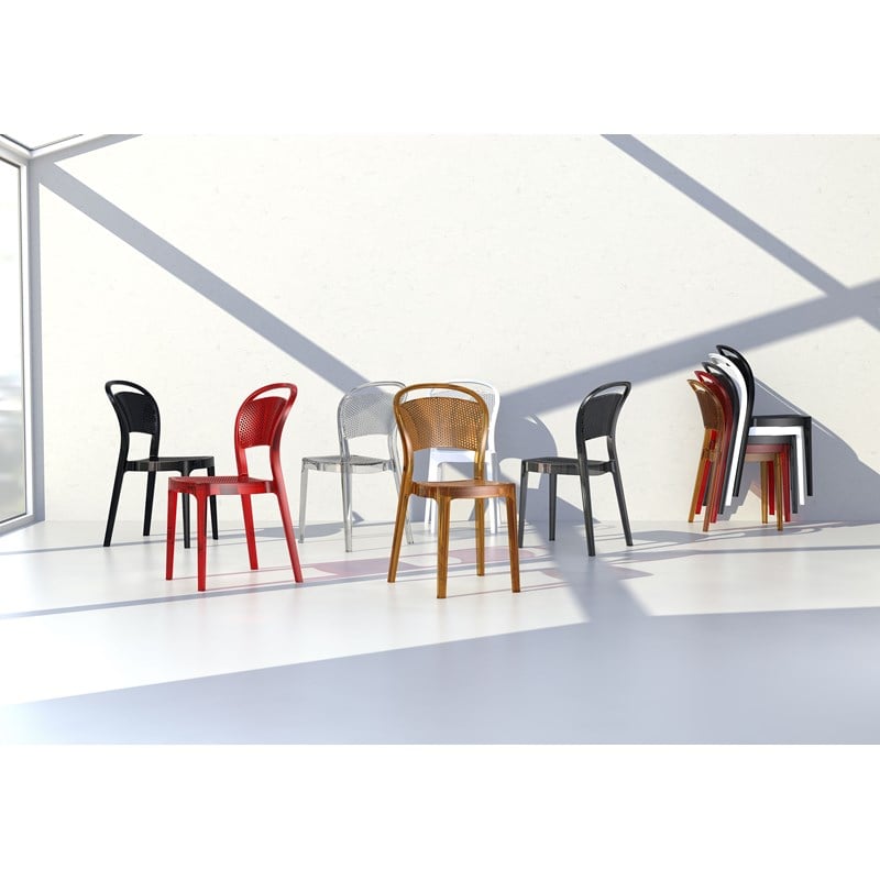 Compamia Bee Polycarbonate Patio Dining Chair in Transparent Amber