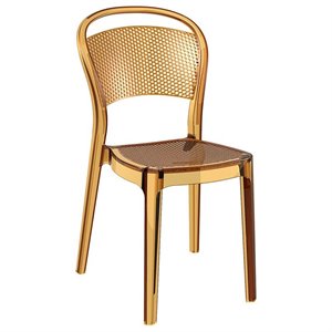 compamia bee polycarbonate patio dining chair in transparent amber