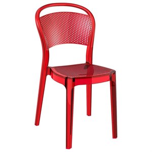 compamia bee polycarbonate patio dining chair in transparent red