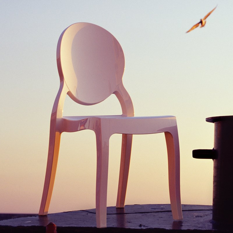 Compamia Elizabeth Polycarbonate Patio Dining Chair in Glossy White