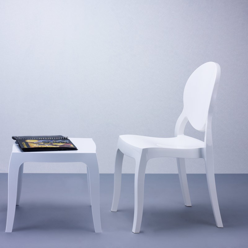 Compamia Elizabeth Polycarbonate Patio Dining Chair in Glossy White