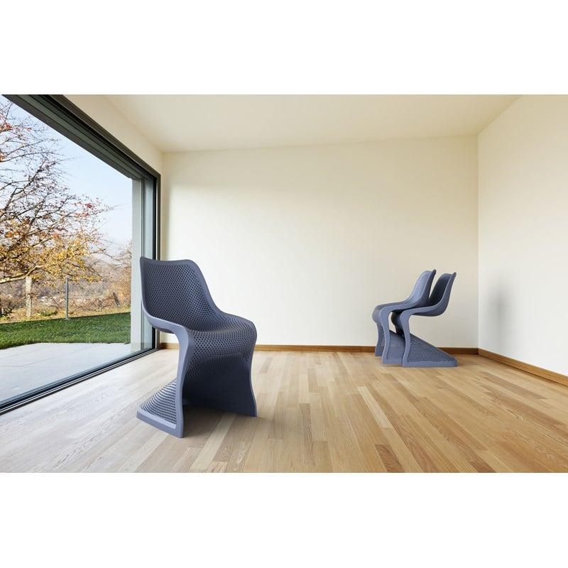 Compamia Bloom Patio Dining Chair in Dark Gray