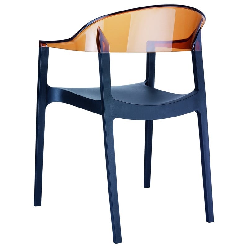 Compamia Carmen Patio Dining Chair with Black Seat in Amber