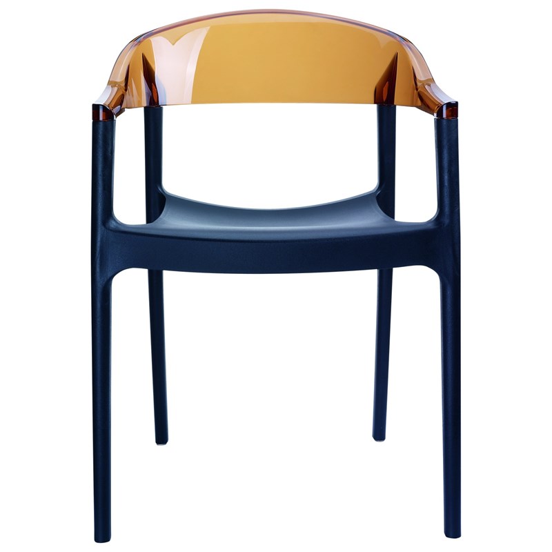 Compamia Carmen Patio Dining Chair with Black Seat in Amber