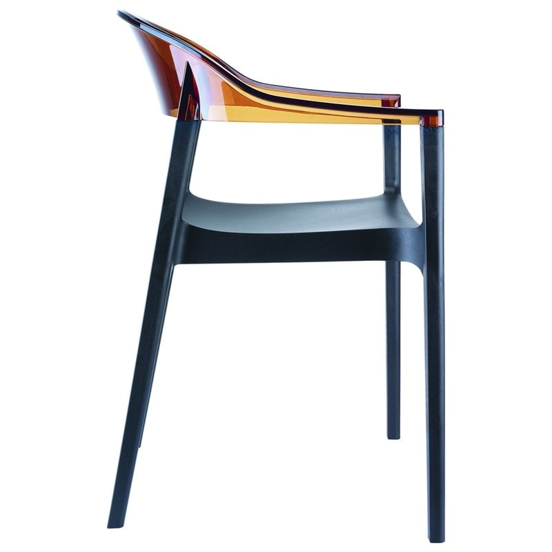 Compamia Carmen Patio Dining Chair with Black Seat in Amber