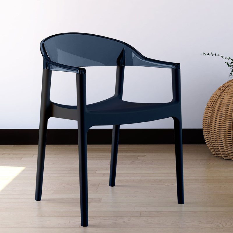 Compamia Carmen Patio Dining Chair with Black Seat in Black