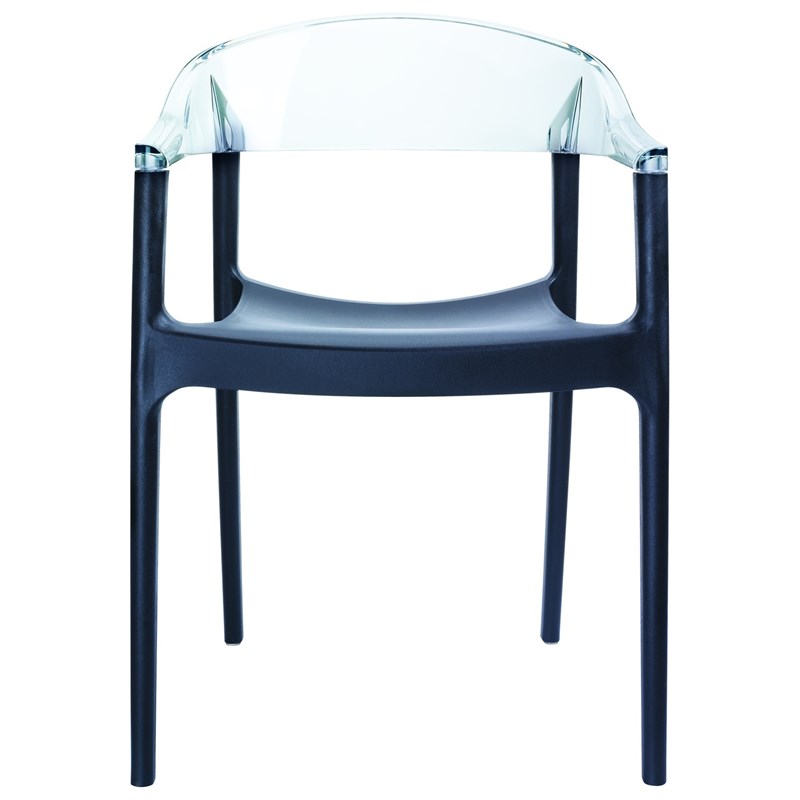 Compamia Carmen Patio Dining Chair with Black Seat in Clear