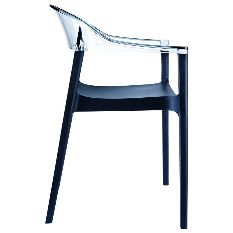 Compamia Carmen Patio Dining Chair with Black Seat in Clear