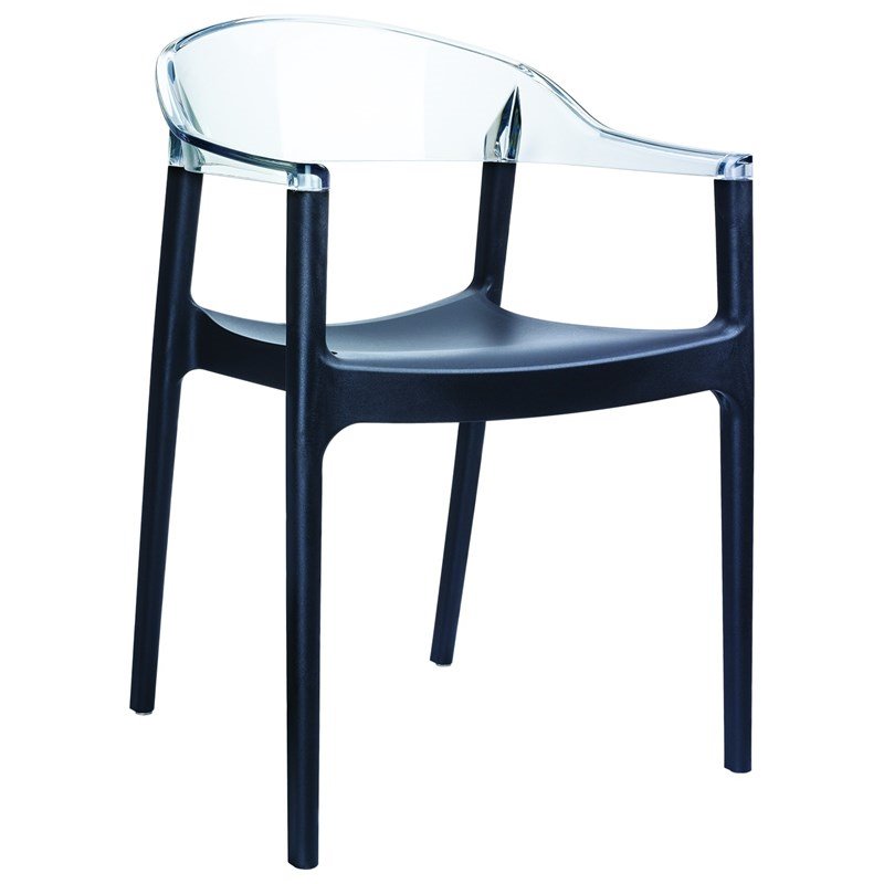 Compamia Carmen Patio Dining Chair with Black Seat in Clear