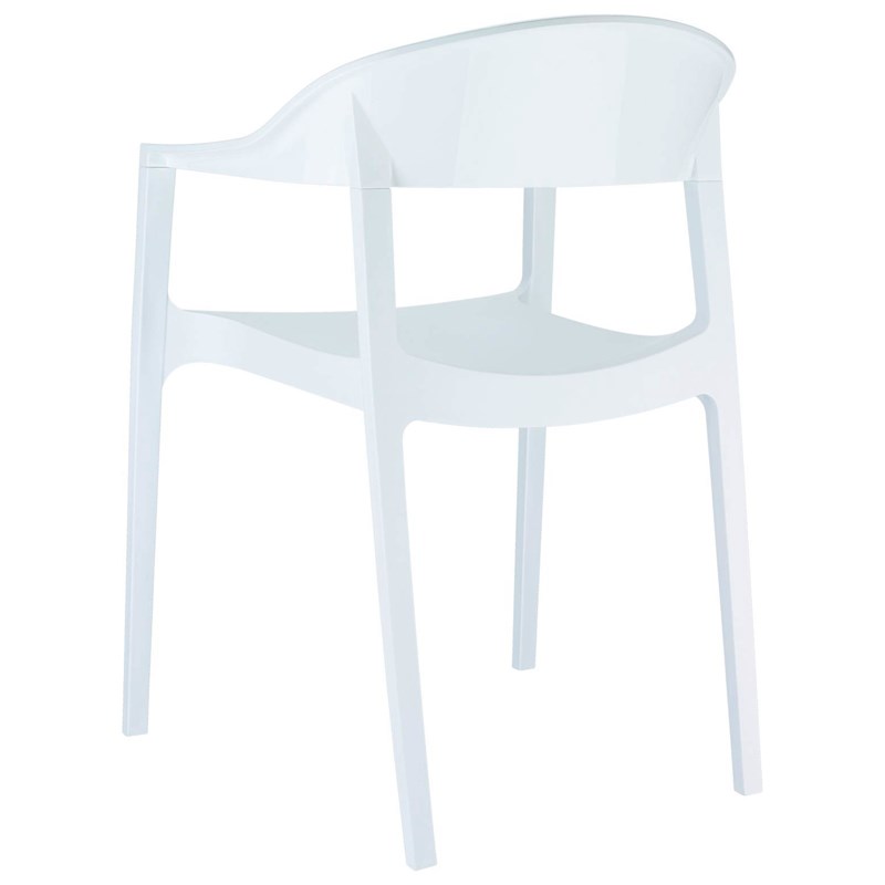 Compamia Carmen Patio Dining Chair with White Seat in Glossy White