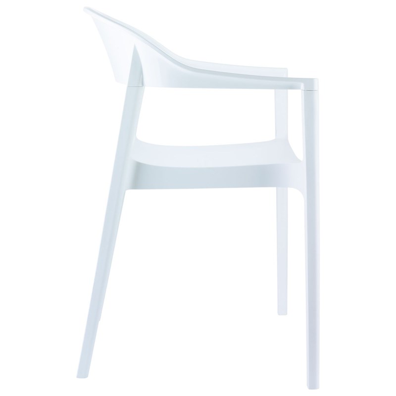 Compamia Carmen Patio Dining Chair with White Seat in Glossy White