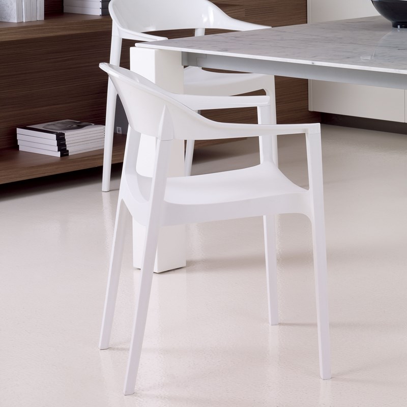 Compamia Carmen Patio Dining Chair with White Seat in Glossy White
