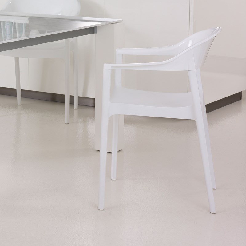 Compamia Carmen Patio Dining Chair with White Seat in Glossy White