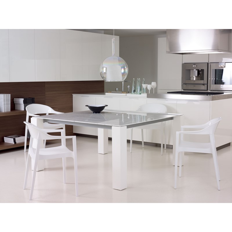 Compamia Carmen Patio Dining Chair with White Seat in Glossy White