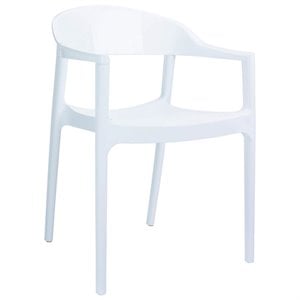 Compamia Carmen Patio Dining Chair with White Seat in Glossy White