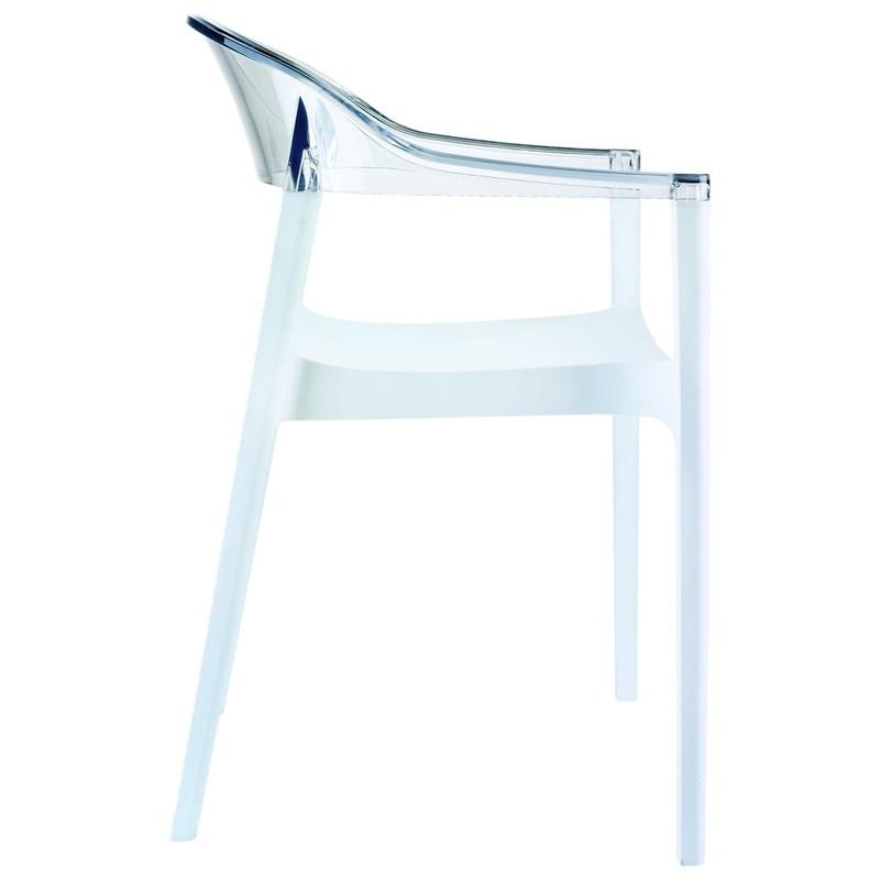 Compamia Carmen Patio Dining Chair with White Seat in Clear