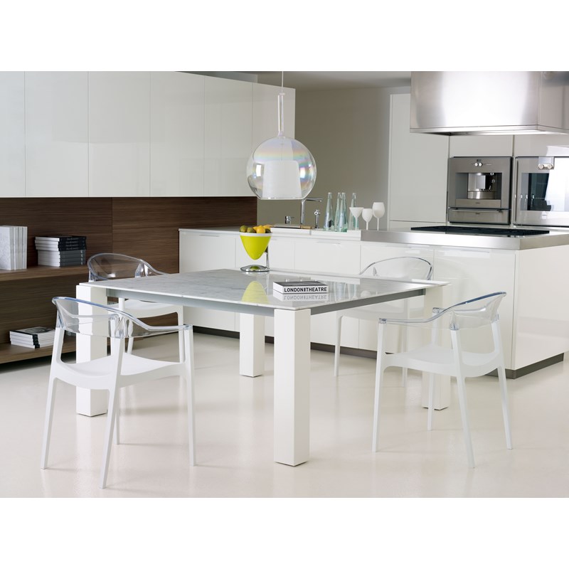 Compamia Carmen Patio Dining Chair with White Seat in Clear