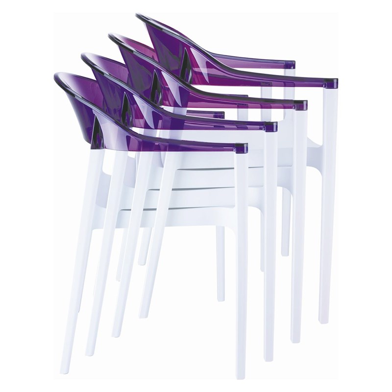 Compamia Carmen Patio Dining Chair with White Seat in Clear