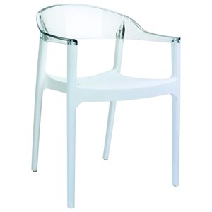 Compamia Carmen Patio Dining Chair with White Seat in Clear