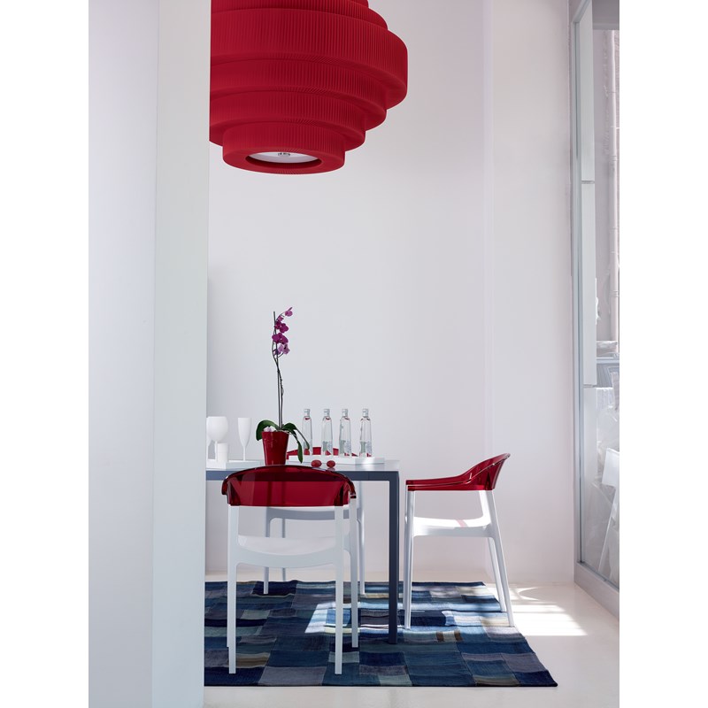 Compamia Carmen Patio Dining Chair with White Seat in Red