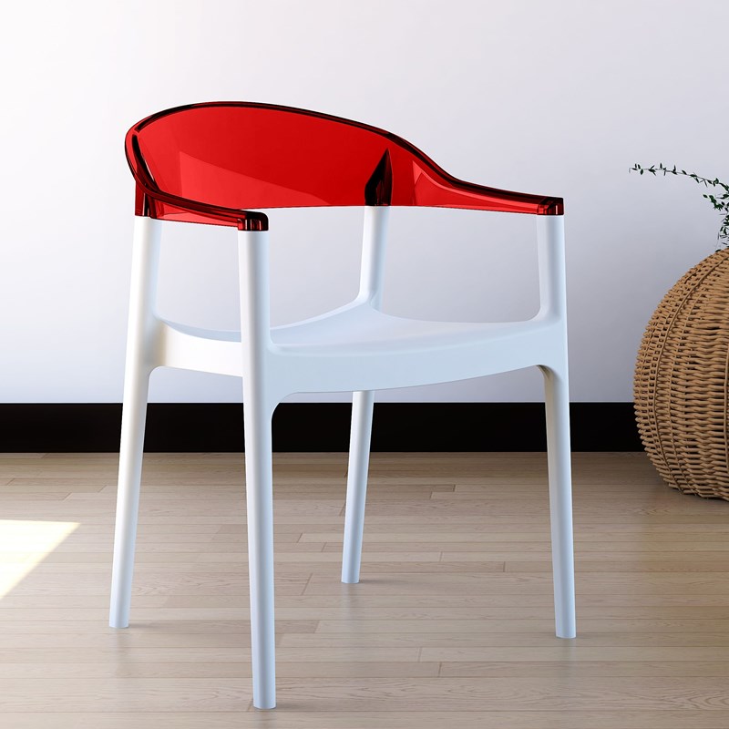 Compamia Carmen Patio Dining Chair with White Seat in Red