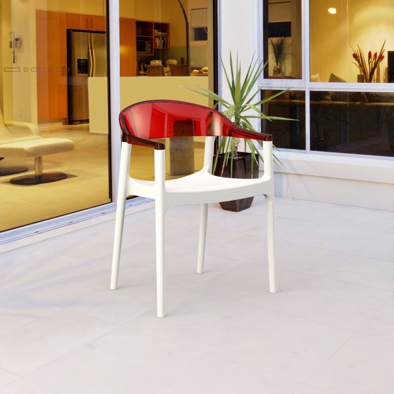 Compamia Carmen Patio Dining Chair with White Seat in Red