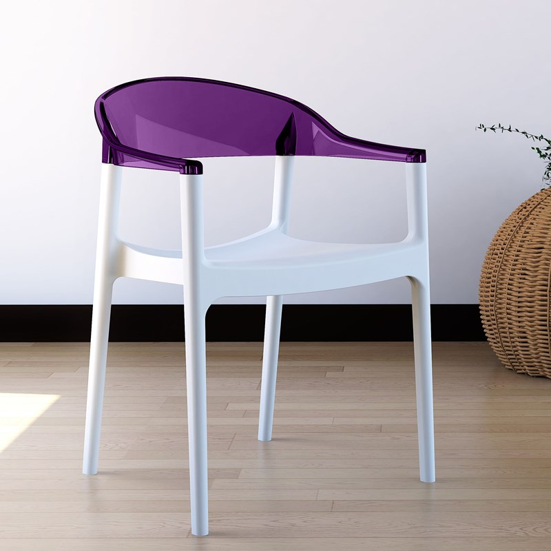 Compamia Carmen Patio Dining Chair with White Seat in Violet