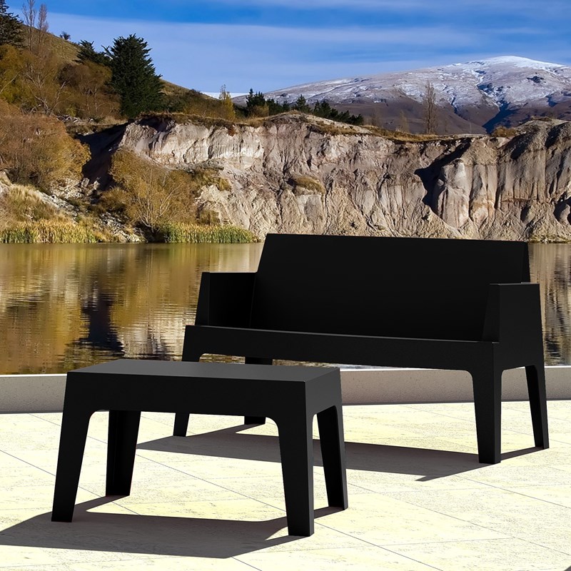 Compamia Box Resin Patio Coffee Table in Black