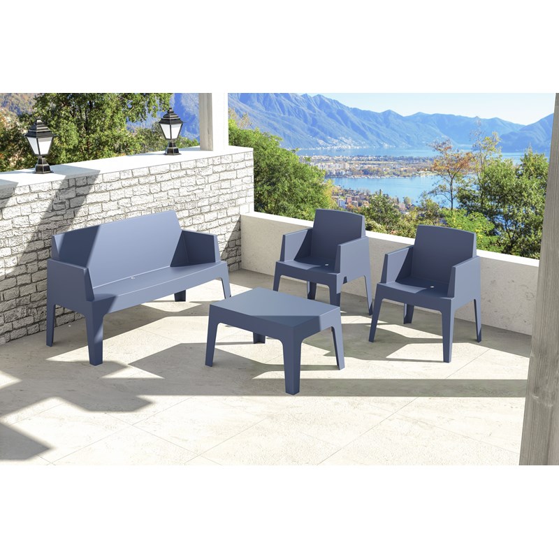 Compamia Box Resin Patio Coffee Table in Dark Gray