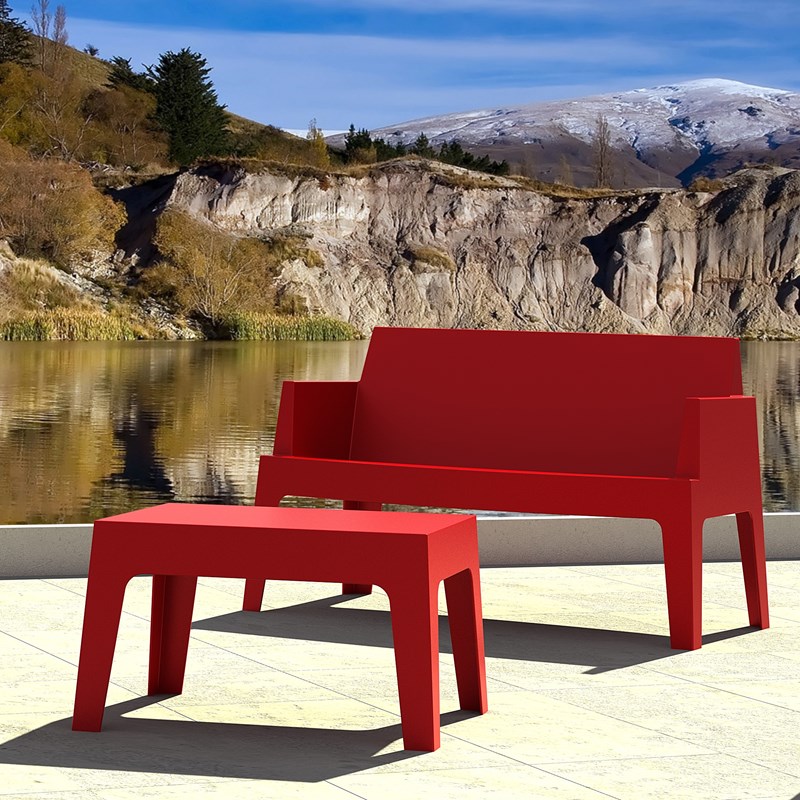 Compamia Box Resin Patio Coffee Table in Red
