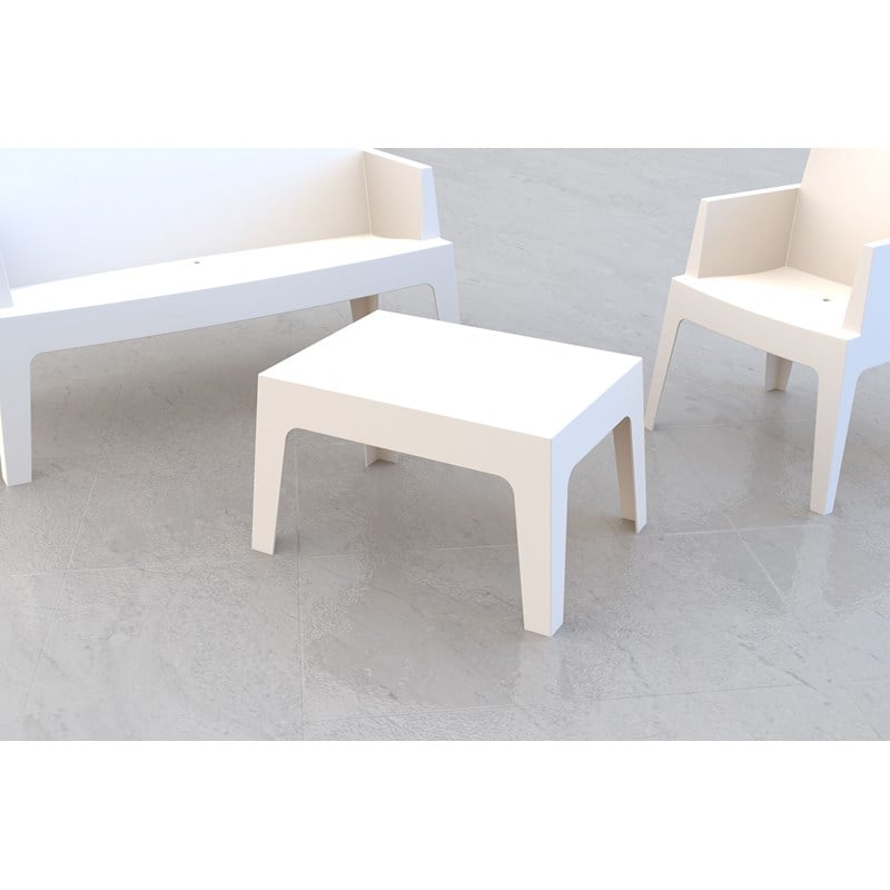 Compamia Box Resin Patio Coffee Table in White