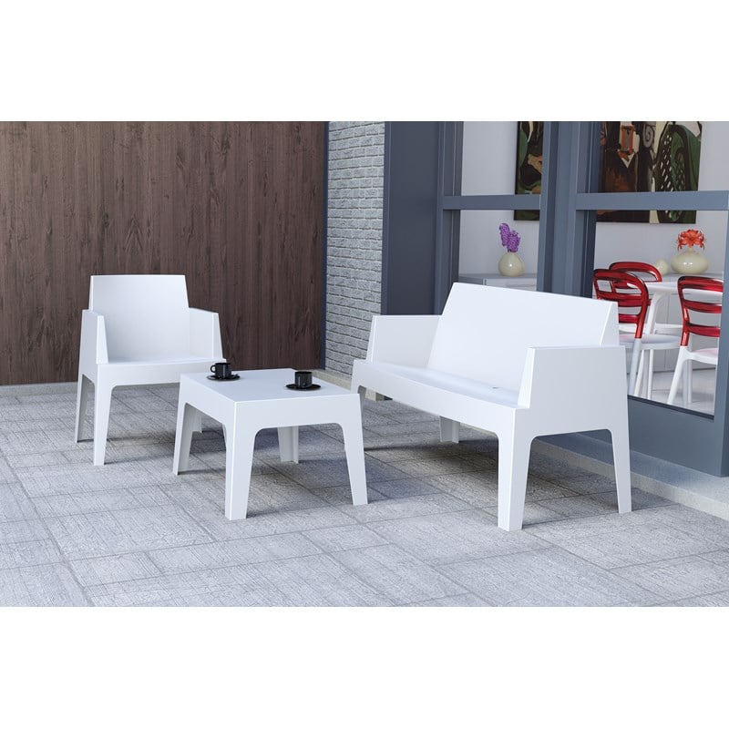 Compamia Box Resin Patio Coffee Table in White