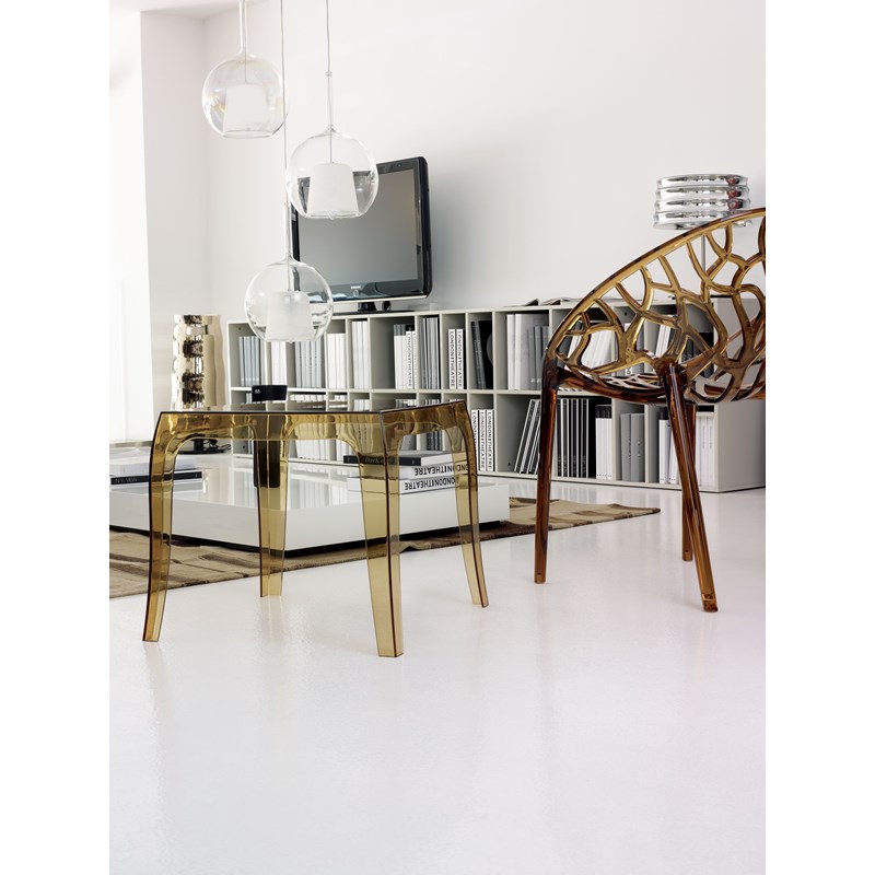 Compamia Queen Polycarbonate Patio Side Table in Transparent Amber