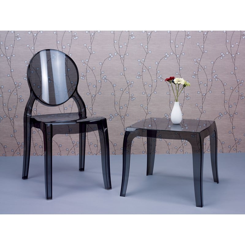 Compamia Queen Polycarbonate Patio Side Table in Transparent Black
