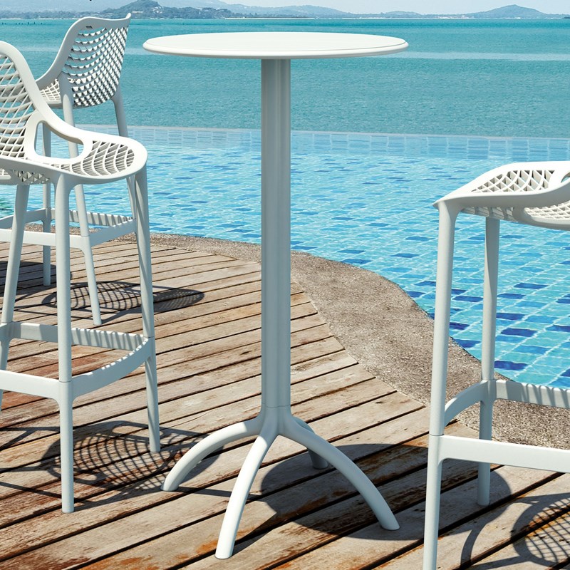 Compamia Octopus Round Patio Pub Table in White