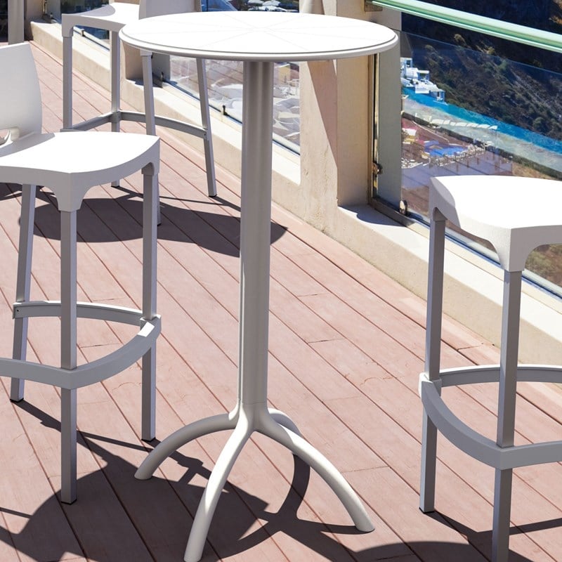 Compamia Octopus Round Patio Pub Table in White