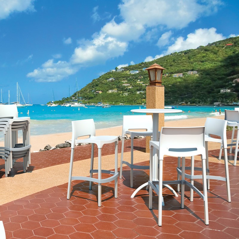 Compamia Octopus Round Patio Pub Table in White