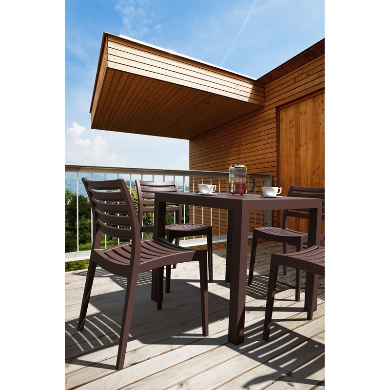 Compamia Ares 5 Piece Square Resin Patio Dining Set in Brown