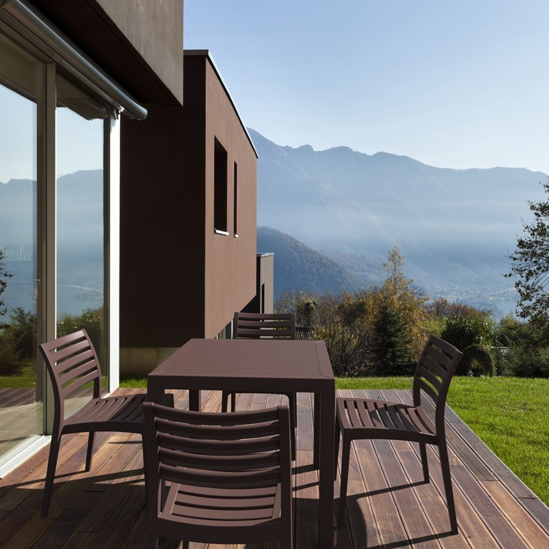 Compamia Ares 5 Piece Square Resin Patio Dining Set in Brown