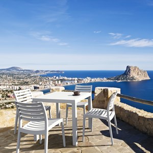 Compamia Ares 5 Piece Square Resin Patio Dining Set in White