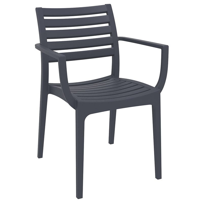 Compamia Artemis 5 Piece Square Resin Patio Dining Set in Dark Gray