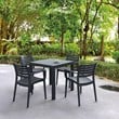 Compamia Artemis 5 Piece Square Resin Patio Dining Set in Dark Gray