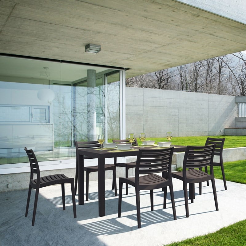 Compamia Ares 7 Piece Patio Dining Set in Brown