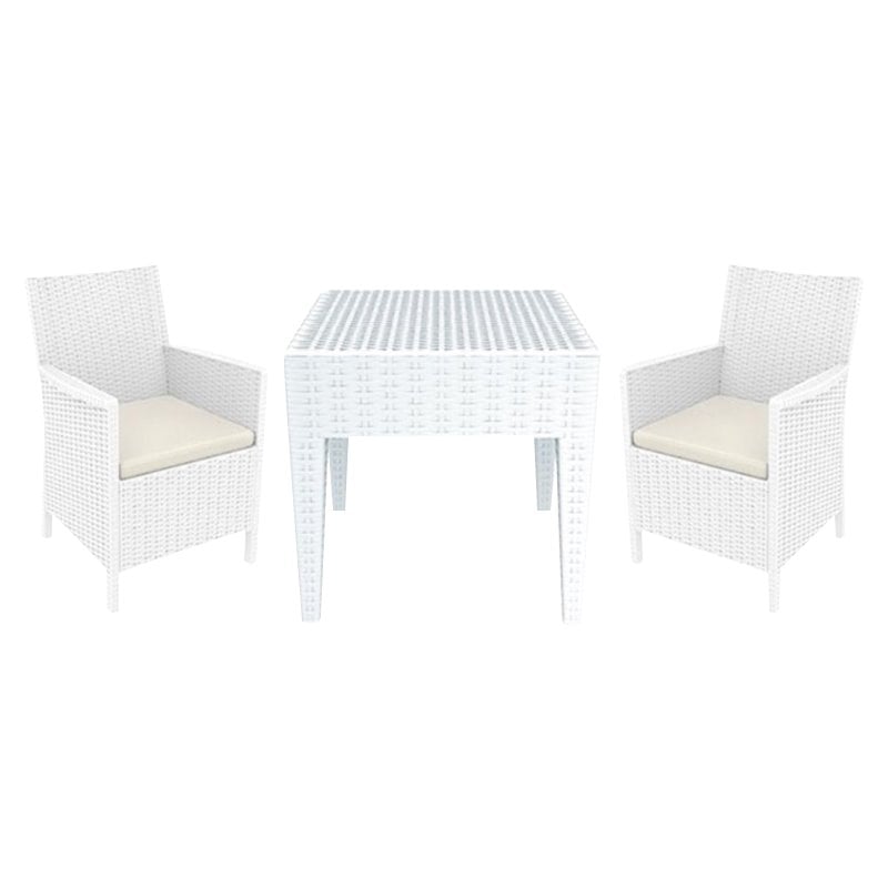 Compamia California 3 Piece Wickerlook Patio Conversation Set in White