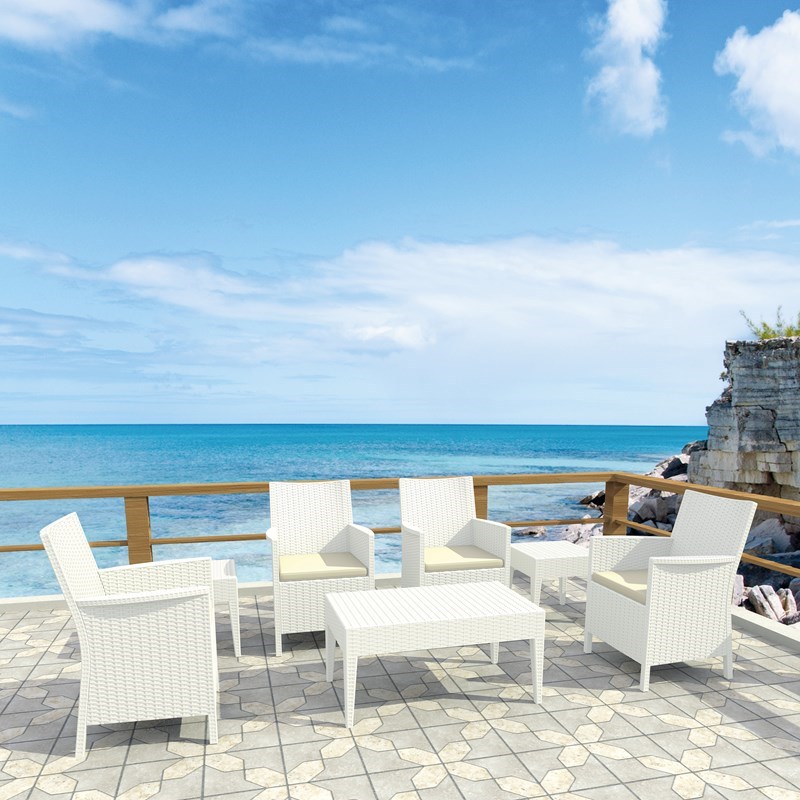 Compamia California 7 Piece Resin Patio Conversation Set in White
