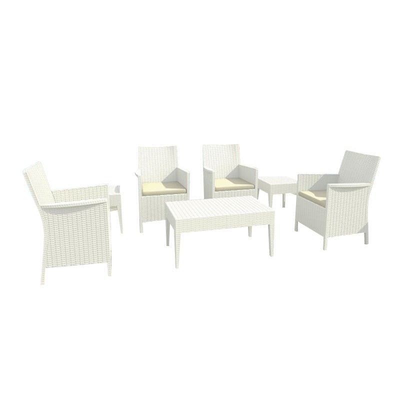 Compamia California 7 Piece Resin Patio Conversation Set in White