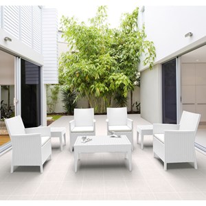 Compamia California 7 Piece Resin Patio Conversation Set in White