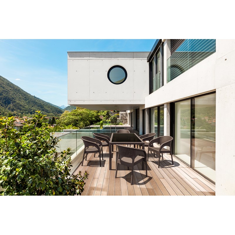 Compamia Panama Resin Wickerlook Patio Dining Arm Chair in Brown