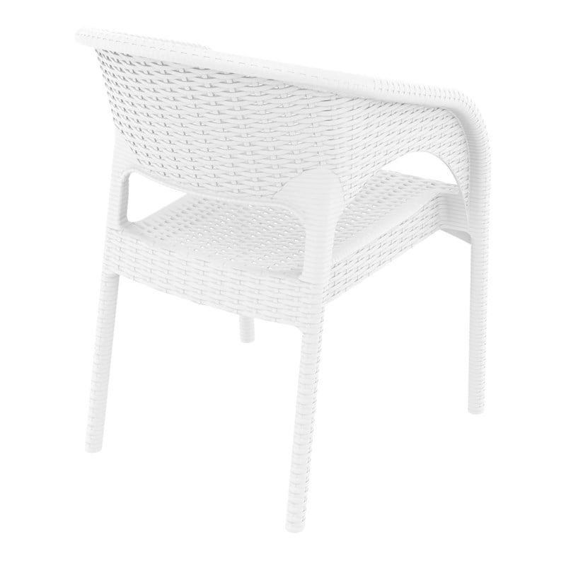 Compamia Panama Resin Wickerlook Patio Dining Arm Chair in White